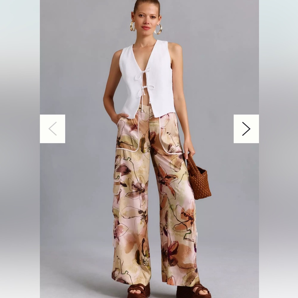 Anthropologie Floral Wide Leg Pants - Multicolor